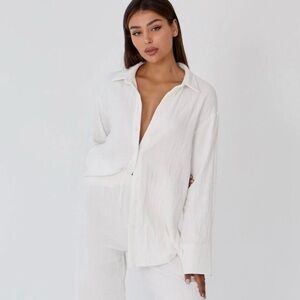 Because Of Alice Women's White Top Size L EUC